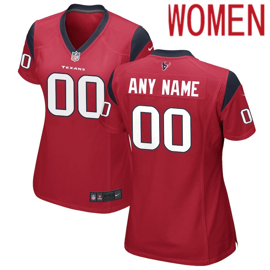 Cheap Women Houston Texans Nike Red Alternate Custom Game NFL Jersey